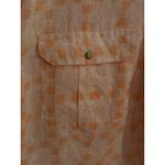 Chico's Women's Peach Linen Button Down Top Blouse Size 1 Floral Print Photo 2