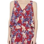 Intermix Silk Dress L Lisette Floral Open Back Flounce Red Summer Vacation Party Photo 6