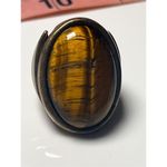 Adjustable Stretchy Large Tigers Eye Men or Women’s Statement Vintage Ring Brown Photo 3