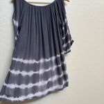 Soft Surroundings Gray White Tie Dye Cold Shoulder Tunic Top L Gauze Fabric Photo 4