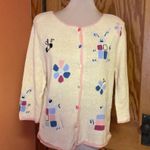 Vtg Y2K Easter Bunny Cardigan Yellow Size L Photo 8