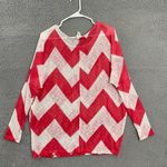 Diosa Pink White Women M Chevron Long Sleeve Light Weight Top Photo 3