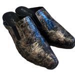 Tirrenia Italian Shoes Mules Sz. 10 Metallic Shimmer Low Heel Witchy Goth Photo 0