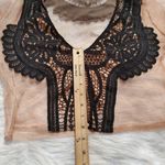 Forever 21  Size Small S Sheer Light Carmel Brown Black Cropped Crochet Festival Photo 6