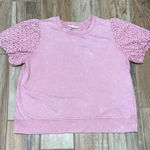 Jane and Delancey  Pink Eyelet Puff Sleeve Blouse Photo 0