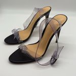 Alexandre Birman  Clarita 75 Knotted Clear & Black Wrap Ankle Pumps Heels Size Photo 2