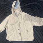 Women's Tan Hooded Raincoat Size M Photo 0