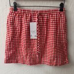 C&C California  Linen Red Gingham Plaid Medium Skort Drawstring Pull On Photo 0