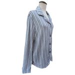 Nicole Miller New York Gray and White Striped Button Down Pajama Shirt NWT Large Photo 3