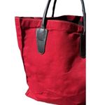 T. Anthony New York Red Canvas/ Black Leather Travel Duffle Tote Bag USA Made Photo 1