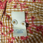 Odille Anthropologie Gold Coral Eyelet Gingham Shirt Top Womens 10 Blouse Spring Photo 3