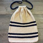 Bellerose Italian Yarn Knitted Nude Navy Stripe Belgium Made Drawstring Bag Photo 0