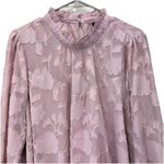 Torrid Pink Chiffon Clip Floral Bubble Hem Ruffle Neck Long Sleeve Blouse 1X Photo 6