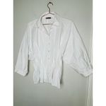 Natori  White Cotton Blend Collared Front Button Techno Poplin Top Size 8 Photo 5