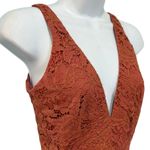 Dress the Population  Burnt Orange Gold Lace Tiered V-Neck Midi Dress size S Photo 10