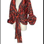 NWT Samuel Dong XL Black Red Textured Crinkle Tie Photo 4