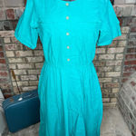 shirt dress 1980s teal green pockets bright Blue Size 14 Photo 0