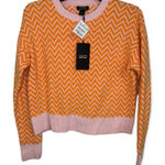 Halogen  X Atlantic-pacific Boxy Zigzag Sweater‎ Pink Shadow Orange Flame XS NWT Photo 0