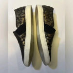 LANVIN Metallic Black Gold Leopard Slip on Brocade Sneaker shoe leather sz 37 Photo 8