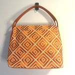 Adrienne Vittadini NEW  Shoulder Woven Bag Orange Leather Details Zipper Closure Photo 1