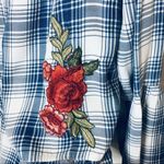 Celebrity Pink NEW Plaid Rose Embroidered Blouse​ Photo 2