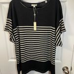 Max Studio  Women's Black White Striped Short Sleeve Knit Top Soft Sz 1X NWT Photo 3