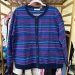 Woollovers All Over Fairisle Cardigan Size XL Wool Purple Multi Color Funky‎ Photo 10