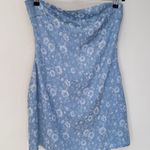 Princess Polly Ramie Satin Floral Strapless Silky Mini Dress Party Blue Photo 0