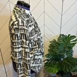 Lush Clothing Lush Women Large Brown White Printed Open Front Draped Lightweight Blazer Photo 1