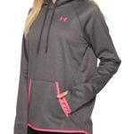 Under Armour 🩶✨ Cozy Sportstyle Grey with Pink Trim Fleece Hoodie Photo 6