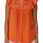 Nanette Lepore Citrus Blast Flutter Sleeve Eyelet Starburst Detail EUC Small Photo 0