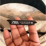 ZARA  Women's Tan Linen Blend Jumpsuit Button‎ Front Tie Waist Utility Style M Photo 3