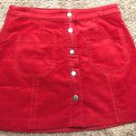 Vestique Red Corduroy Button Down Skirt  Photo 0