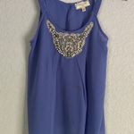 Moulinette Soeurs Anthropologie Blue Beaded Tank Top Coquette Lace Pearls Girly Photo 1
