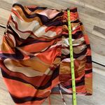 Acoa Orange & Brown Swirl Pattern Mini Skirt With Scrunch Side Slit S Photo 3