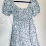 Elodie Blue and White Puff Sleeve Sundress Photo 2