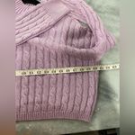 No Comment NWT  Size L Purple Lilac Cotton Cable Knit Mock Neck Cropped Sweater Photo 11