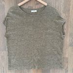 Madewell  Cap Sleeve Miracle 100% Linen Tee B9155 in Heather Olive Extra Small Photo 3