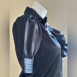 Buttons Color Style Black Satin short Striped Sleeves Metal V Neck Ruffles SZ XL Photo 5