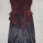 Vintage T Juniors Womens Dress 9 Red Black Metallic Peplum Cocktail Party Club Size undefined Photo 0