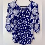 Siren Lily Maternity Navy Blue Cherry Print Lace Detail Blouse! Photo 5