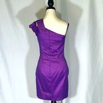 Jessica McClintock  Womens Purple Shimmery Ruffle One Shoulder Mini Dress 8 Photo 4