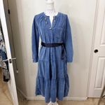 Pilcro Anthro  Long Sleeve Corduroy Denim Color Blue Tiered Dress XS-MED, NO BELT Photo 2