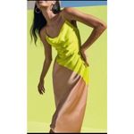 508. Cushnie X target two toned satin assymetrical midi dress size 8 Yellow Photo 8
