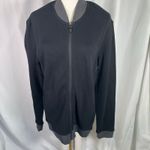 Alfani Black Zip Bomber Jacket‎ Sweatshirt Small Cotton Knit Grey Pockets New Photo 11