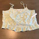 Abound  Womens Large Tank Top Ruffle Sleeveless‎ Blue Green Floral  Casual Top Photo 6