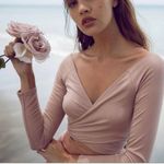 ✨Revolve Selkie Wrap Crop Top California Rib Bunny Ballerina Stone Sz Medium✨ Tan Photo 0