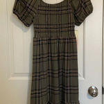 NWT | Coco &‎ Shay women’s green plaid patterned puff sleeve dress — small Photo 0