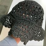 Vintage 100% paper lightweight black crochet floppy hat Photo 2