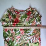 J Jill Love Linen Tropical Floral Tie Front Top Size LP Resort Lightweight Beach Green Photo 7